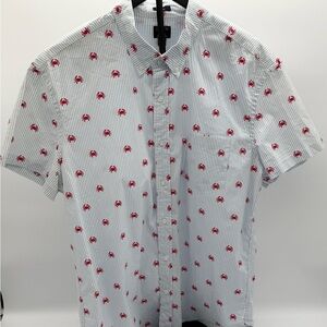 J.Crew Slim Fit XL Blue Stripe Red Crab Nautical Button Down Shirt